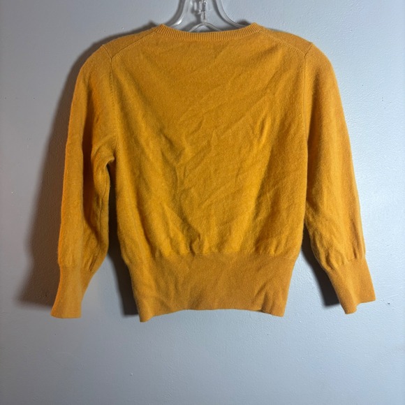 PURE COLLECTION 100%Cashmere Mustard Yellow Cardigan Sweater Women US 6 - Picture 5 of 8